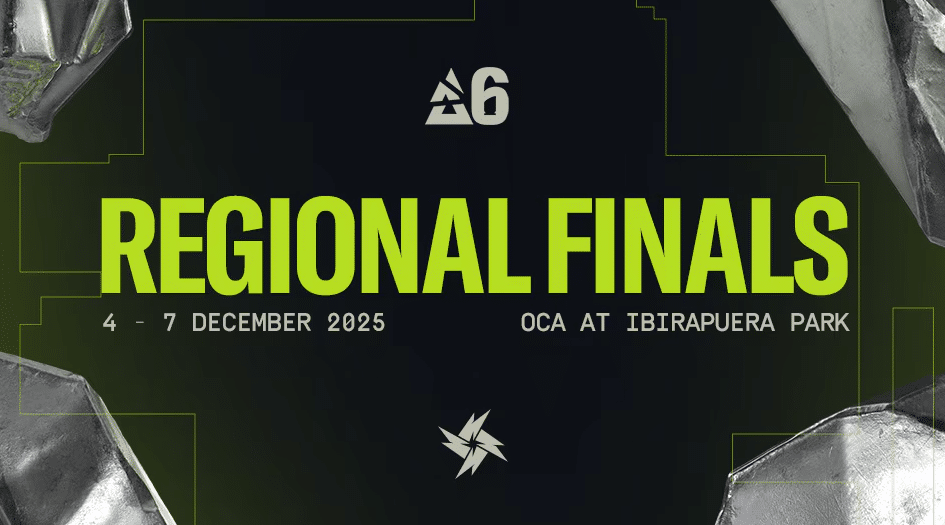 BLAST R6 South America League Regional Finals announcement graphic featuring location and dates