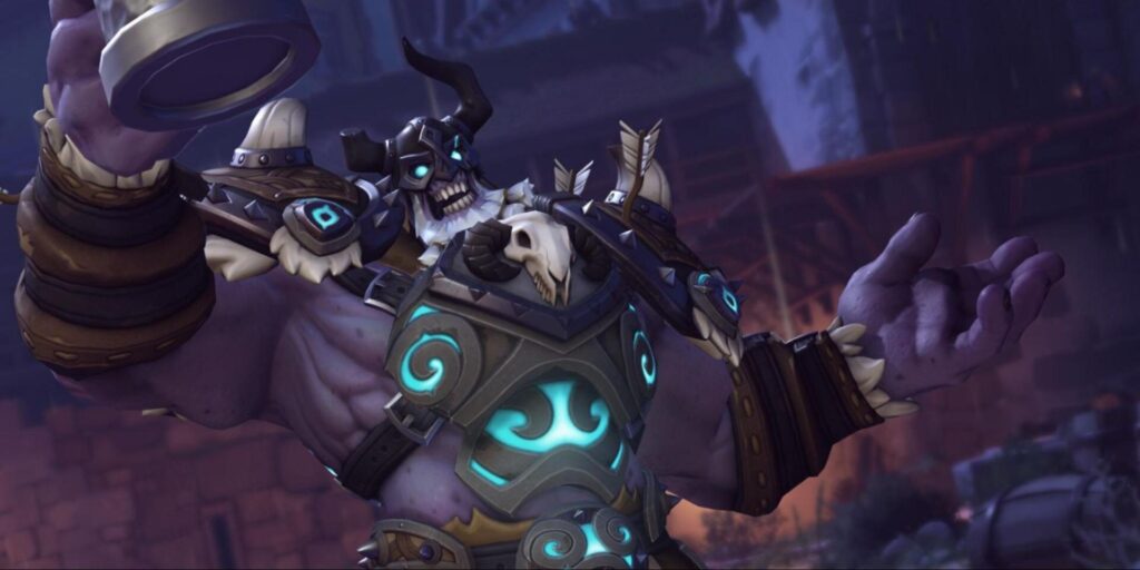 Draugr Reinhardt raises a tankard while gesturing with the other hand